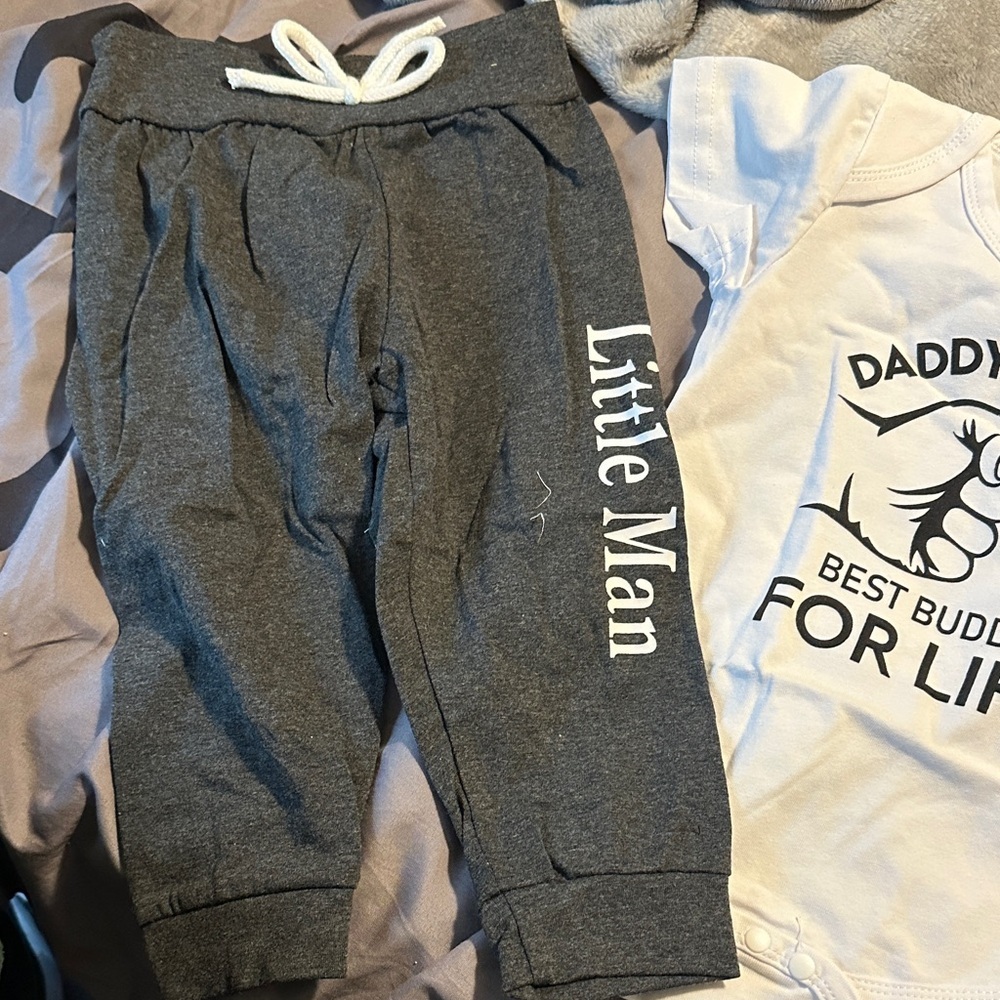 Little Man 3-Piece Baby Outfit Set - Gray & White - Picture 2 of 6